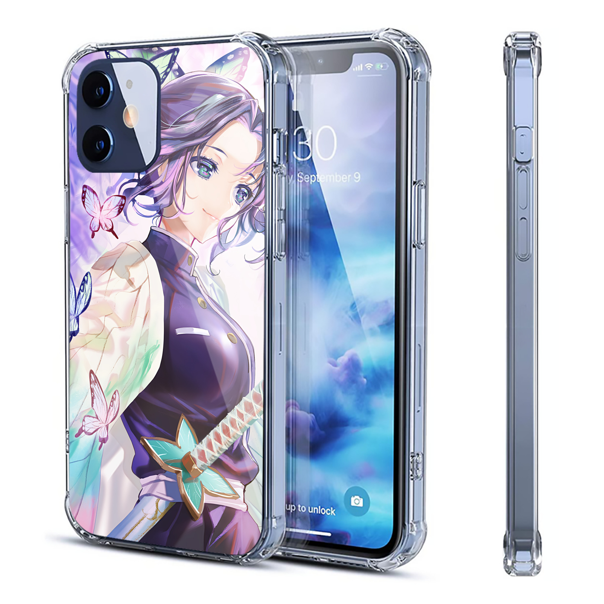 （画像用） 鬼滅の刃（きめつのやいば）蟲柱-胡蝶 しのぶ／こちょう しのぶ Kochou Shinobu 【iPhone 12シリーズ対応】透明スマホケース（クリアソフトケース）